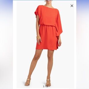 NEW Trina Turk Maison Asymmetric Sleeve Dress cherry tomato large